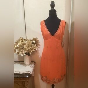 Rampage Orange Sleeveless Dress with Rhinestones.​